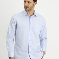 Light Blue Long Sleeve Classic Patterned Cotton Easy-Iron Shirt