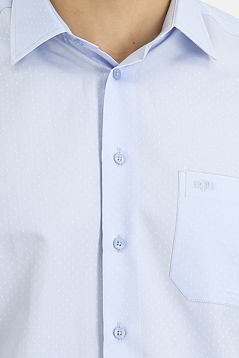 Light Blue Long Sleeve Classic Patterned Cotton Easy-Iron Shirt