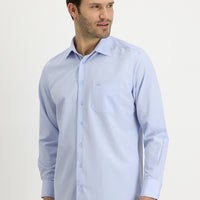 Light Blue Long Sleeve Classic Patterned Cotton Easy-Iron Shirt