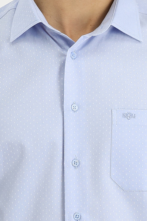 Light Blue Long Sleeve Classic Patterned Cotton Easy-Iron Shirt