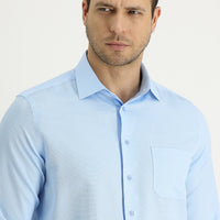 Light Blue Long-Sleeve Classic Patterned Shirt