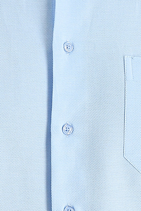 Light Blue Long-Sleeve Classic Patterned Shirt