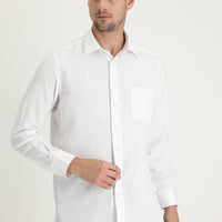 White Long-Sleeve Classic Patterned Shirt