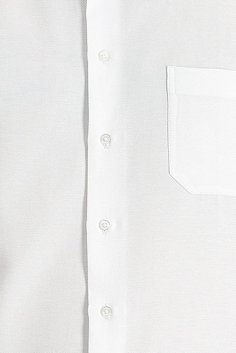 White Long-Sleeve Classic Patterned Shirt