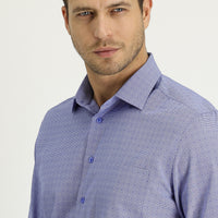 Medium Navy Long Sleeve Regular Fit Patterned Shirt
