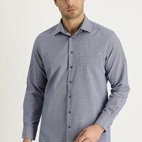 Dark Navy Long Sleeve Regular Fit Patterned Shirt