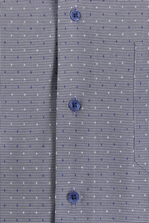 Dark Navy Long Sleeve Regular Fit Patterned Shirt