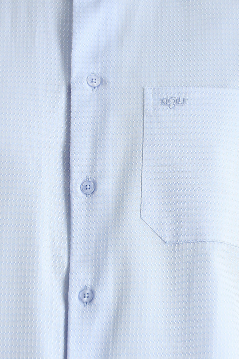 Light Blue Long Sleeve Classic Patterned Cotton Shirt