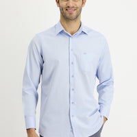 Light Blue Long Sleeve Classic Patterned Cotton Easy-Iron Shirt