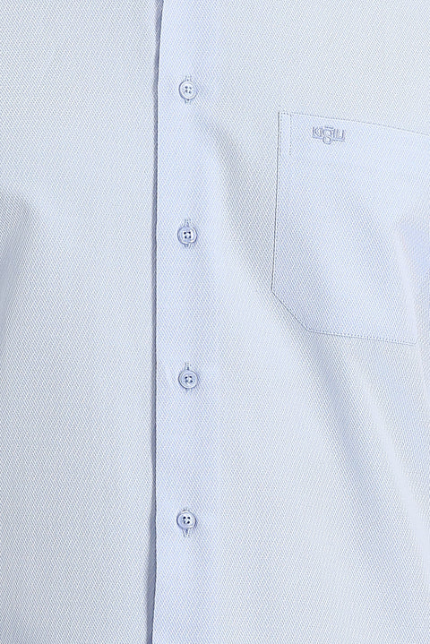 Light Blue Long Sleeve Classic Patterned Cotton Easy-Iron Shirt