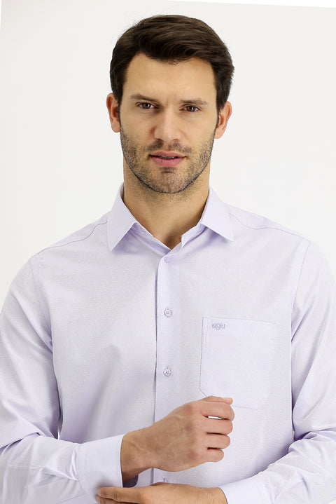 Lilac Long Sleeve Classic Patterned Cotton Easy-Iron Shirt