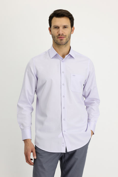 Lilac Long Sleeve Classic Patterned Cotton Easy-Iron Shirt