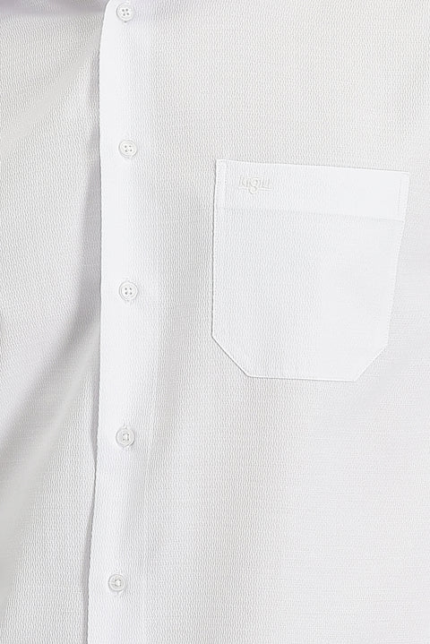 White Long-Sleeve Classic Patterned Cotton Easy-Iron Shirt