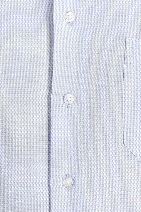 Light Blue Long Sleeve Classic Patterned Cotton Easy-Iron Shirt