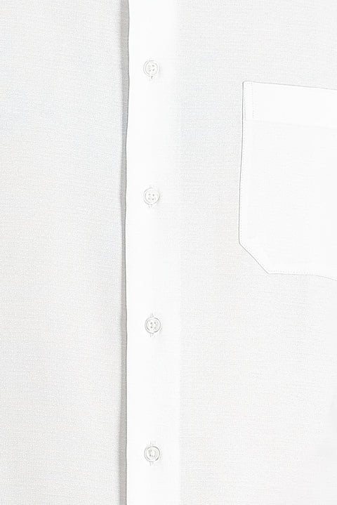White Long-Sleeve Classic Patterned Cotton Easy-Iron Shirt