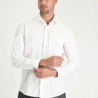 White Long Sleeve Classic Nano Care Water Repellent Stain Resistant 4 Seasons Cotton Shirt