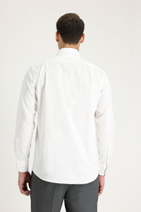 White Long Sleeve Classic Nano Care Water Repellent Stain Resistant 4 Seasons Cotton Shirt