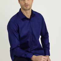Medium Navy Long Sleeve Non-Iron Classic Cotton Shirt