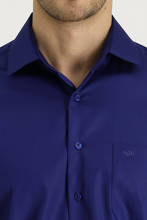 Medium Navy Long Sleeve Non-Iron Classic Cotton Shirt