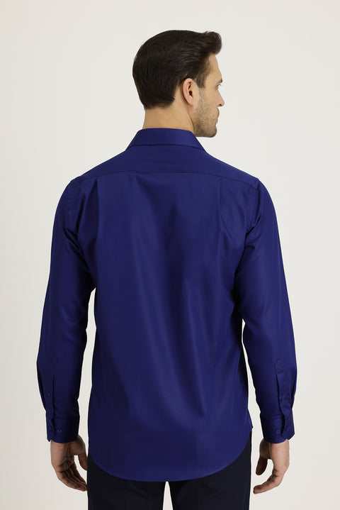Medium Navy Long Sleeve Non-Iron Classic Cotton Shirt