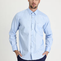 Light Blue Long Sleeve Non-Iron Satin Classic Cotton Shirt
