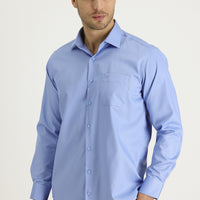 Light Blue Long Sleeve Non-Iron Satin Classic Cotton Shirt