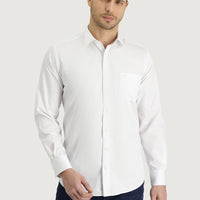 White Long Sleeve Non-Iron Satin Classic Cotton Shirt