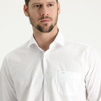 White Long-Sleeve Classic Cotton Shirt