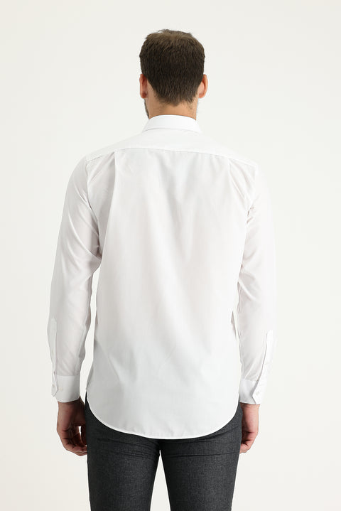 White Long-Sleeve Classic Cotton Shirt