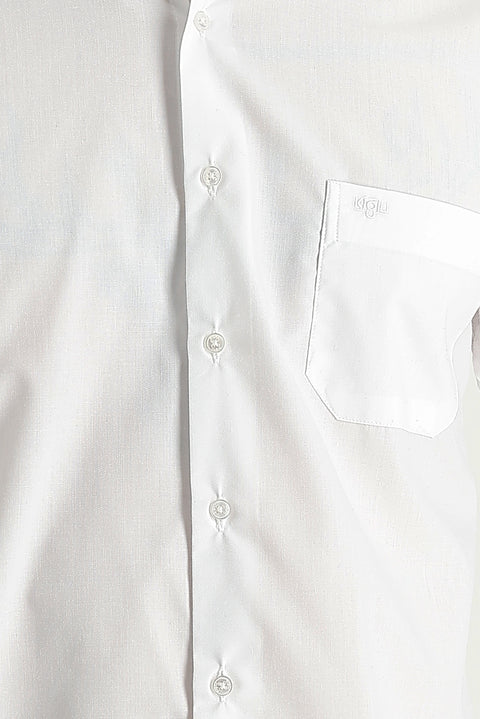 White Long-Sleeve Classic Cotton Shirt