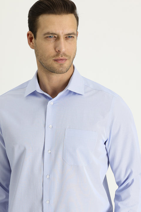 Blue Long Sleeve Regular Fit Striped Cotton Shirt