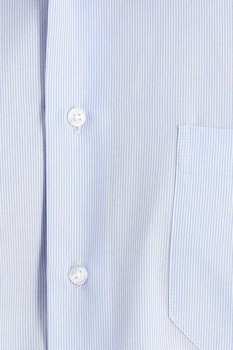 Blue Long Sleeve Regular Fit Striped Cotton Shirt