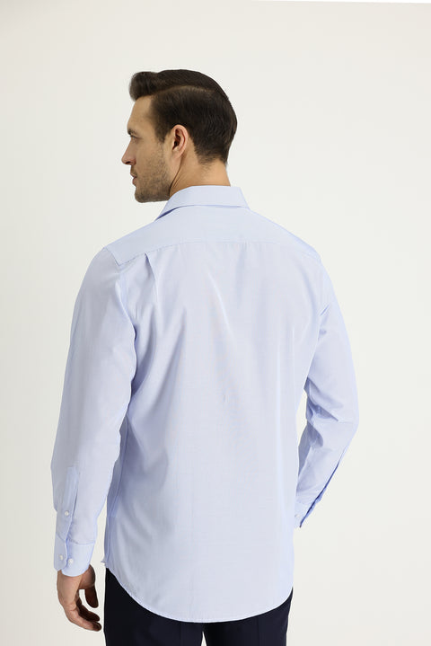 Blue Long Sleeve Regular Fit Striped Cotton Shirt