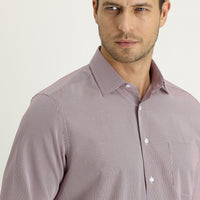 Dark Red Long Sleeve Regular Fit Striped Shirt