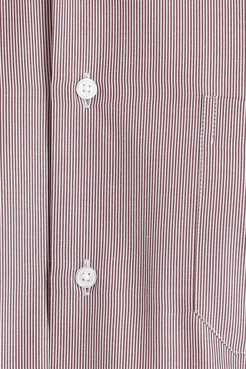 Dark Red Long Sleeve Regular Fit Striped Shirt