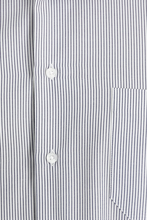 Dark Navy Long Sleeve Regular Fit Striped Shirt