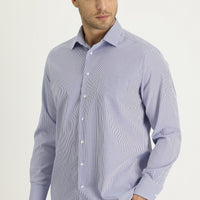 Light Blue Long Sleeve Regular Fit Striped Shirt
