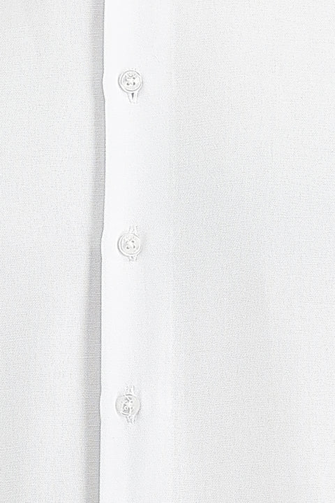 White Long-Sleeve Classic Cotton Shirt with Cuffs