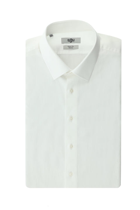 White Long Sleeve Slim Fit Nano Care Cotton Shirt