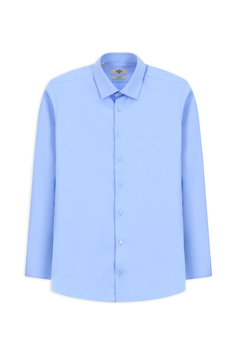 Light Blue Long Sleeve Slim Fit Narrow Cut Water Repellent Stain Resistant 4 Seasons Classic Cotton Shirt