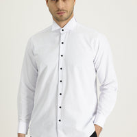 White Long Sleeve Grandad Collar Classic Shirt