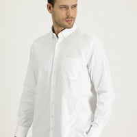 White Long Sleeve Regular Fit Oxford Cotton Shirt
