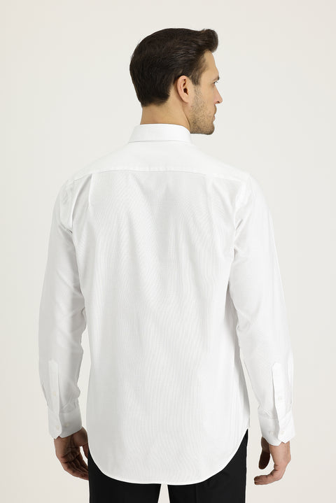 White Long Sleeve Regular Fit Oxford Cotton Shirt