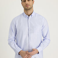 Light Blue Long Sleeve Regular Fit Oxford Cotton Shirt