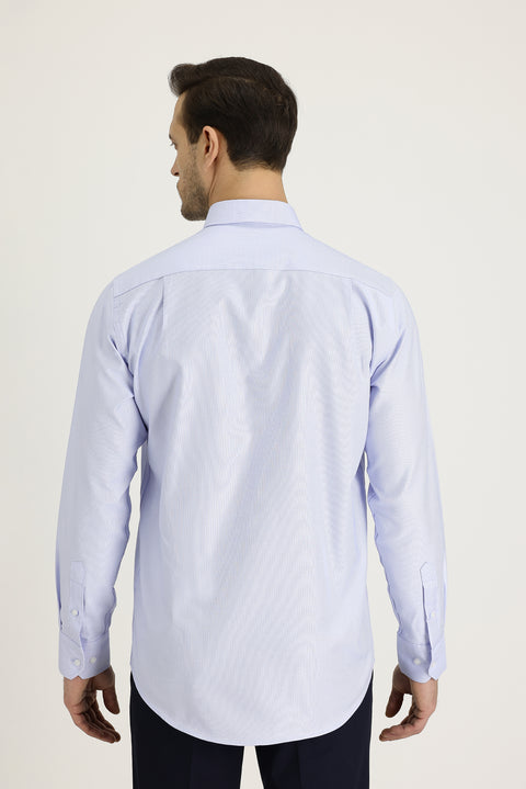 Light Blue Long Sleeve Regular Fit Oxford Cotton Shirt