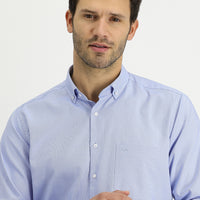 Sky Blue Long Sleeve Regular Fit Cotton Button-Down Shirt
