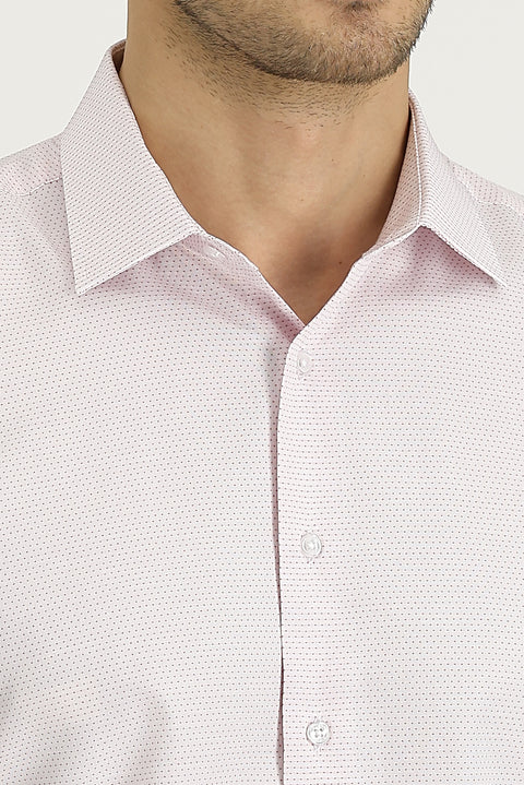 Light Red Long Sleeve Slim Fit Patterned Shirt