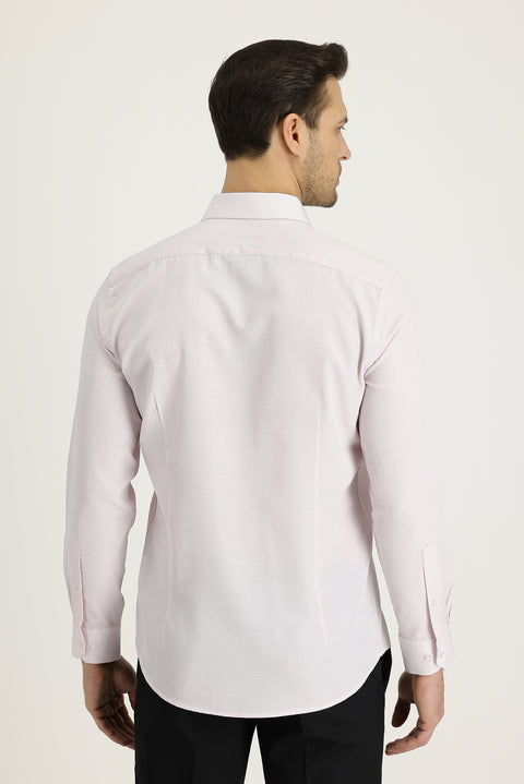Light Red Long Sleeve Slim Fit Patterned Shirt