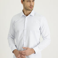 White Long Sleeve Slim Fit Patterned Shirt