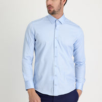 Uçuk Mavi Uzun Kol Slim Fit Dar Kesim Non Iron Klasik Pamuklu Gömlek